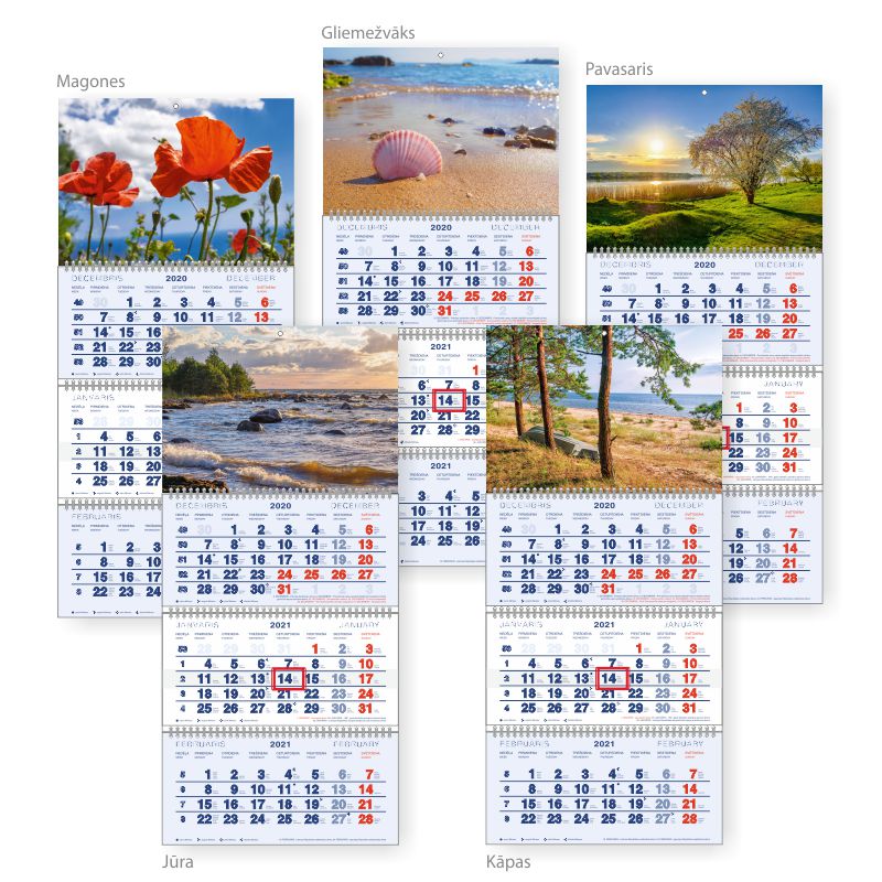 Wall Calendar Standart With Spiral 4 Parts Tikai 4 57 Eur Personal Organizers Calendars Centrum Lv