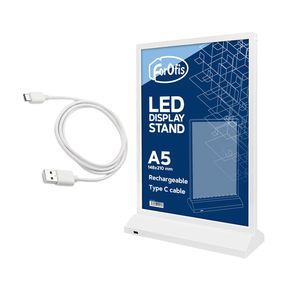 LED informācijas displejs A5, uzlādējams, balts