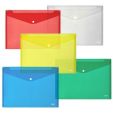 Envelope plastic A4+ with button 0.16mm assorted PP