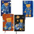 Bloknots A6 līniju 80lp. cietos vākos ar gumiju 'Bear in space'