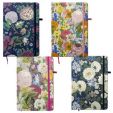 Notebook A5 ruled 80sh. hardcover, with elastic 'Flowers'