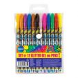 Set of 12 colours GLITTER gel pens 1.0mm