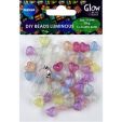 DIY BEADS LUMINOUS 'Heart', 1m elastic band, d.10mm 25g