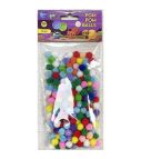 Pompom ball 10mm, 200pcs, mixed colours / OPP bag