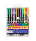 Set of 12 colours METALLIC gel pens 1.0mm