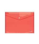 Envelope plastic A4 FOROFIS w/button 0.16mm (transparent red) PP