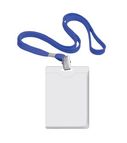 Name badge FOROFIS plastic 90x58mm vertical with blue lanyard 42cm (polyester)