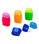 Plastic sharpener with 2 blades and dust container 72x45x25mm