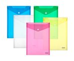 Envelope plastic vertical A4 with button 0.18mm assorted PP