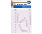 Set: 15cm ruler, 2 triangle rulers, protractor ruler