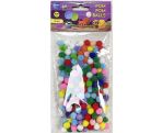 Pompom ball 10mm, 200pcs, mixed colours / OPP bag