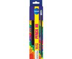 Pencil HB  sharpened, with neon eraser, plastic, black