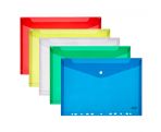 Envelope plastic A4 with button 0.18mm with perforation assorted PP