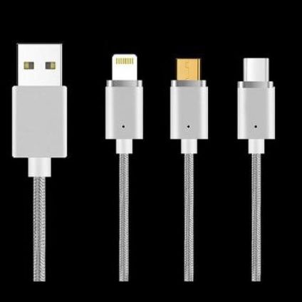 DEXLER 3 vienā magnētiskais lādēšanas kabelis, Micro USB, Lightning, Type-C 1m
