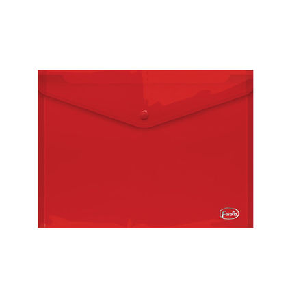 Envelope plastic A4 FOROFIS w/button 0.16mm (red) PP