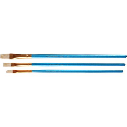 Paint brushes set of 3pcs Nr 2;4;6 flat bristle (hog hair)