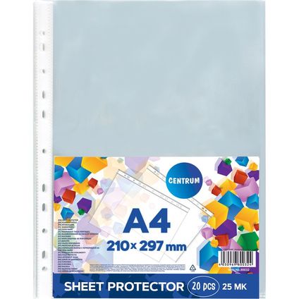 Sheet protectors A4 20pcs 25mk CENTRUM PP