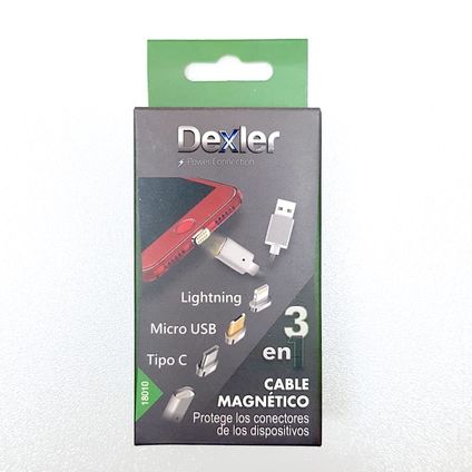 DEXLER Магнитный кабель для зарядки 3 in 1, Micro USB, Lightning, Type-C 1m