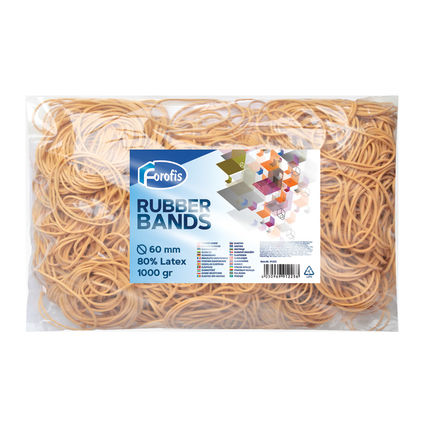 Rubber bands FOROFIS 1000gr d.60mm (80% latex) natural colour