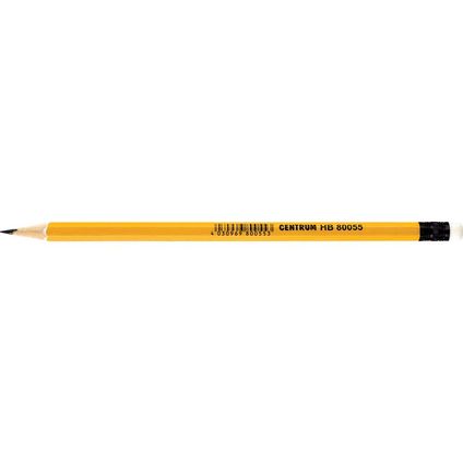 Pencil HB CENTRUM sharpened, with eraser, wooden, yellow