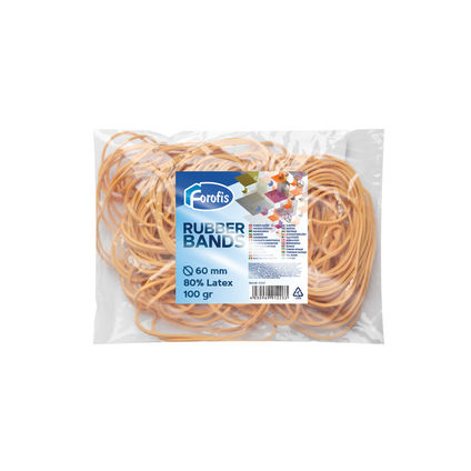Rubber bands FOROFIS 100gr d.60mm (80% latex) natural colour