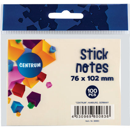 Stick notes 76*102mm 100sh. CENTRUM (light yellow)