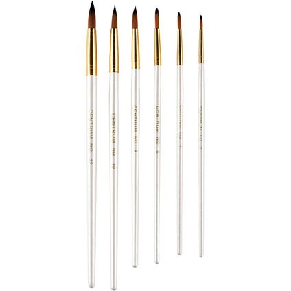 Paint brushes set of 6pcs Nr 2;4;6;8;10;12 round (nylon)