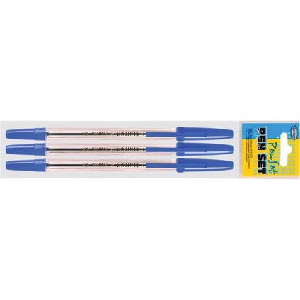Set of 3 ball pens PIONEER blue ink 0.5mm
