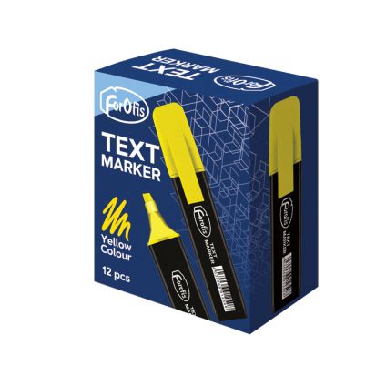 Text marker yellow chisel tip 1-5mm black barrel FOROFIS