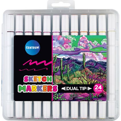 DUAL-TIP SKETC H MARKERS set of 24 text markers