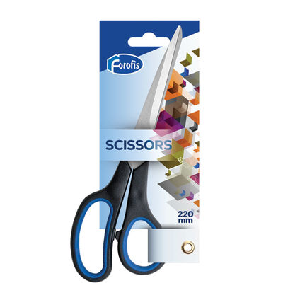 Scissors FOROFIS 220mm  HOME USE w/soft rubber (green handles)