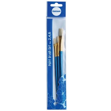 Paint brushes set of 3pcs Nr 2;4;6 flat bristle (hog hair)