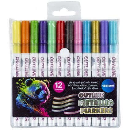 Markers OUTLINE METALLIC set 12col. 1-3mm tip / PVC package
