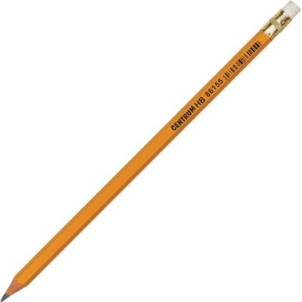 Parastais zīmulis HB CENTRUM uzasināts, ar dzēšgumiju, plastikāts, dzeltens