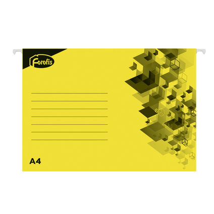 Iekarināmā kartotēkas mape A4 FOROFIS no kartona (dzeltena), biezums 200g/m2