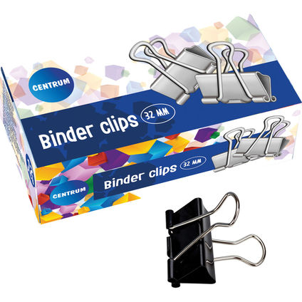 Binder clips 32mm 12pcs. black