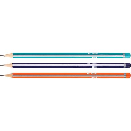 Set of 3 pencils HB sharpened, triangle, with eraser, plastic