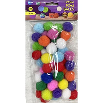 Pompom ball 10mm, 200pcs, mixed colours / OPP bag