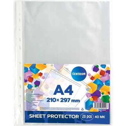 Sheet protectors A4 20pcs 40mkCENTRUM PP