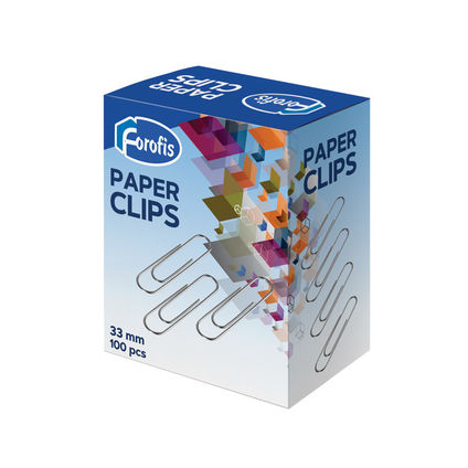 Paper clips 33mm FOROFIS nickel round 1000pcs /paper box