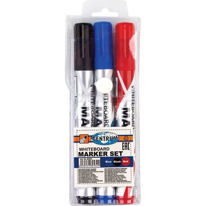 Set of 3 whiteboard markers bullet tip 2-5mm /PVC wallet