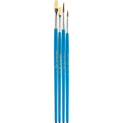 Paint brushes set of 2x Nr.2;4 round and flat (goat hair)
