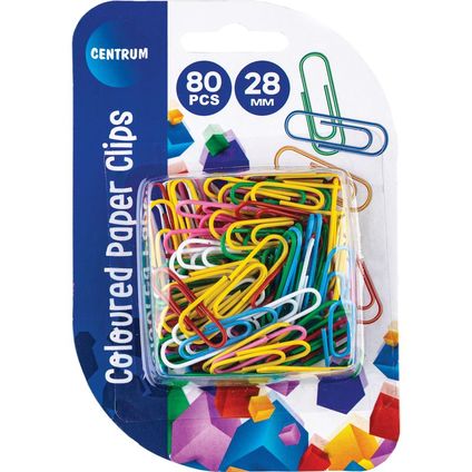 Paper clips 28mm 80pcs. round, colored