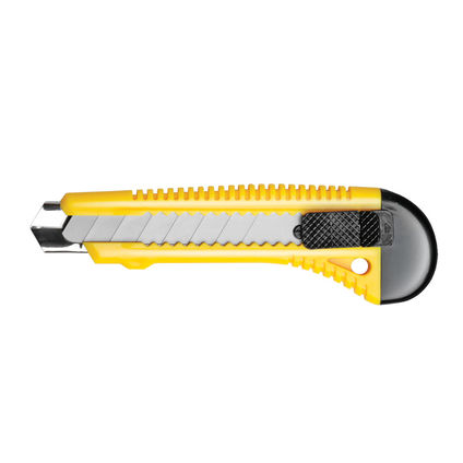 Нож канцелярский FOROFIS, стальное выдвижное лезвие 18мм в пластиковом корпусе в блистере