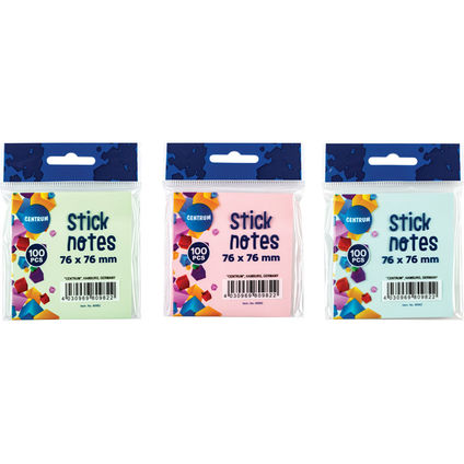 Stick notes 76x76mm 100sh. pastel col; assorted
