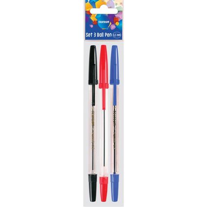 Lodīšu pildspalvu komplekts PIONEER (zila,melna,sarkana) 0.5mm