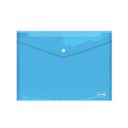 Папка-конверт А4 FOROFIS с кнопкой 0.16мм (прозрачная синяя) ПП