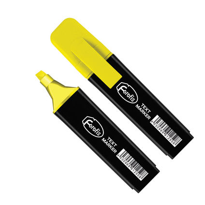 Text marker yellow chisel tip 1-5mm black barrel FOROFIS