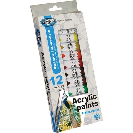 Acrylic paints 12col.x12ml in metal tubes/box