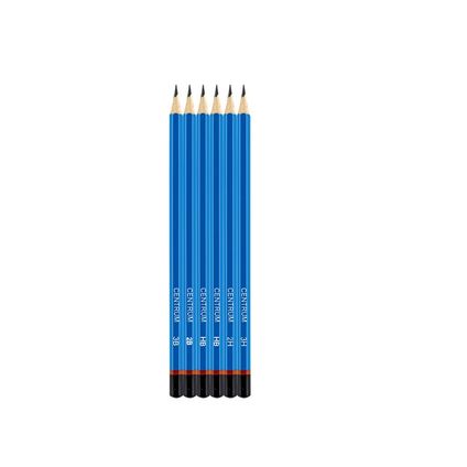 Set of 6 pencils 3H,2H,HB,HB,2B,3B sharpened, wooden